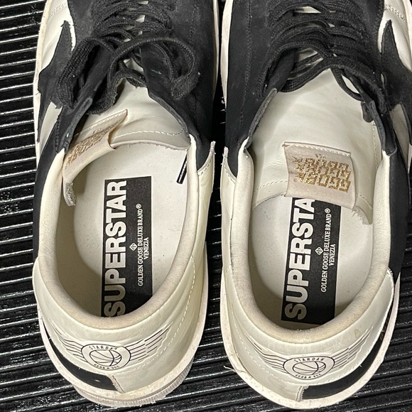 Golden Goose Black and White Superstar Sneakers - Picture 2 of 5